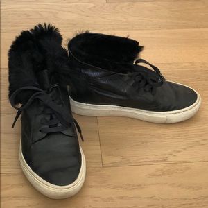 Vince faux fur leather high top sneakers